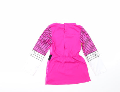 Power Rangers Girls Multicoloured Geometric 100% Polyester Fit & Flare  Size 7-8 Years  Round Neck  - power rangers