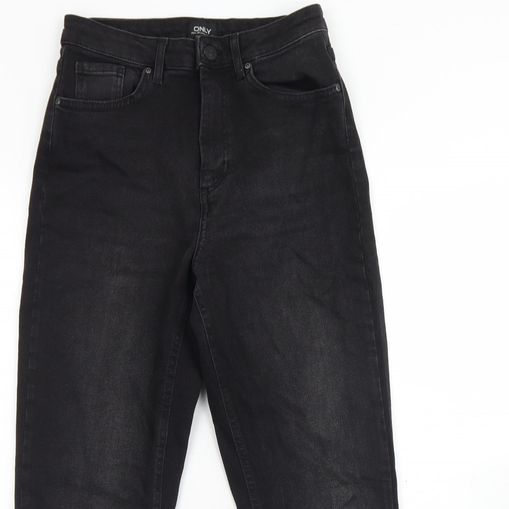 Only  Womens Black  Cotton Straight Jeans Size M L28 in Regular Button