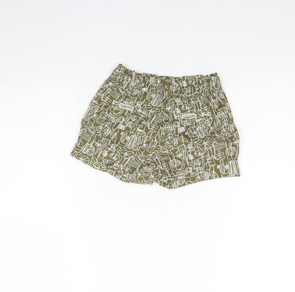 Gap Girls Green Geometric Cotton Culotte Shorts Size 4 Years  Regular Buckle