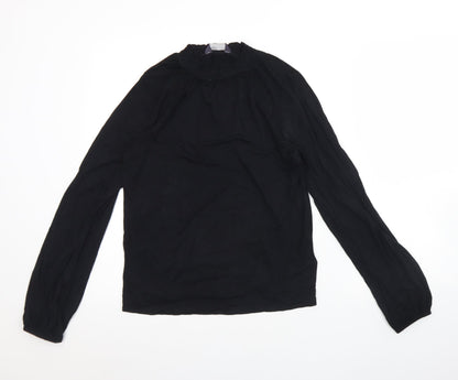 M&S Womens Black  Viscose Basic Blouse Size 8 Round Neck