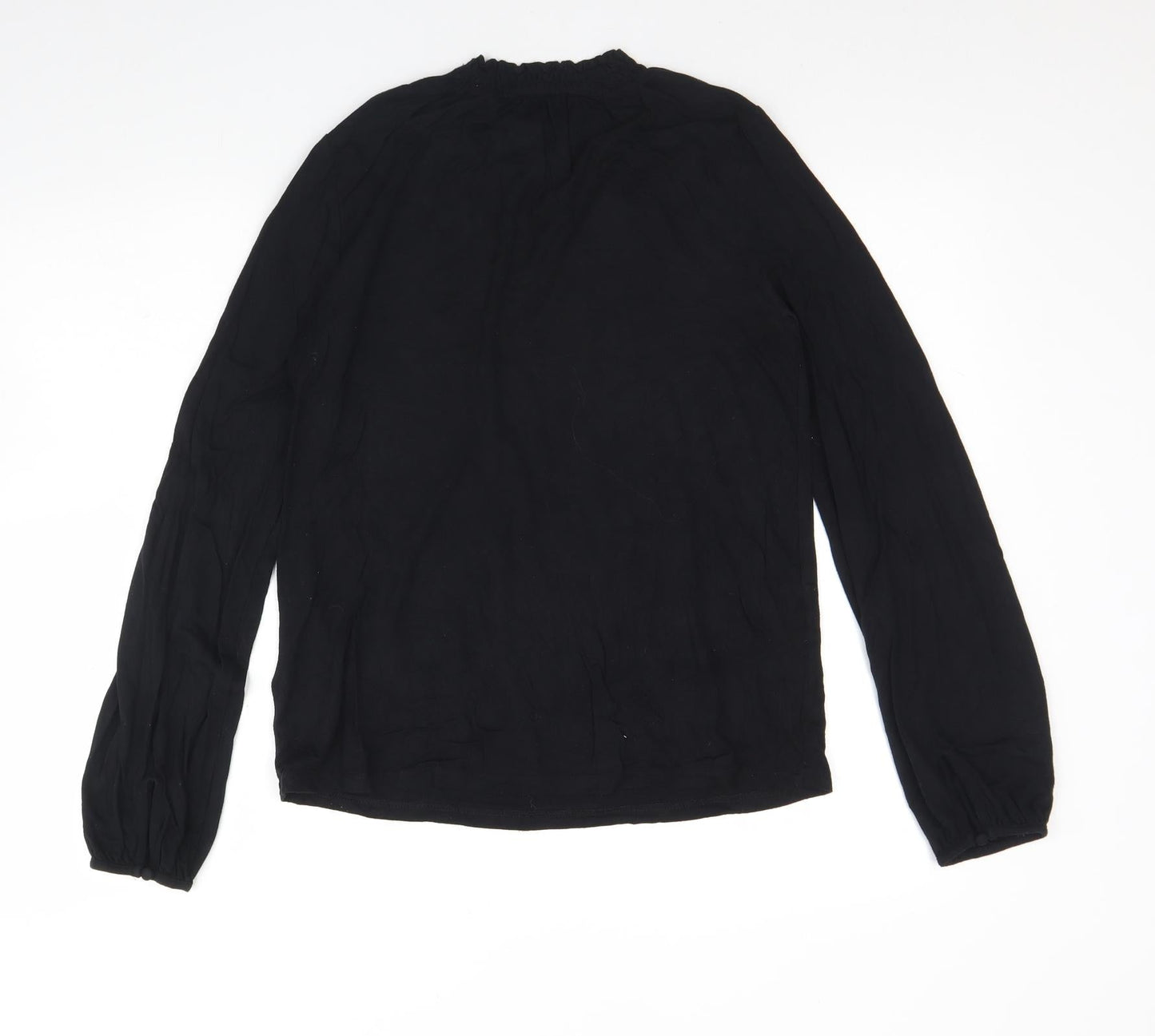 M&S Womens Black  Viscose Basic Blouse Size 8 Round Neck