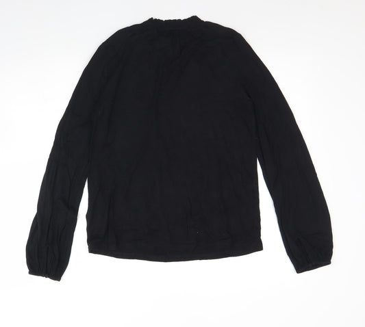 M&S Womens Black  Viscose Basic Blouse Size 8 Round Neck