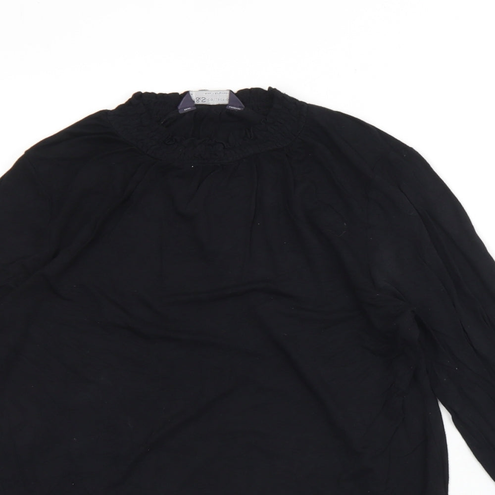 M&S Womens Black  Viscose Basic Blouse Size 8 Round Neck