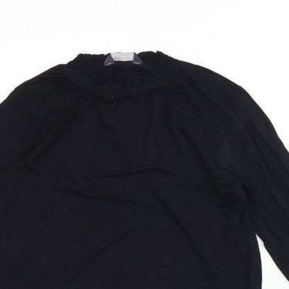M&S Womens Black  Viscose Basic Blouse Size 8 Round Neck