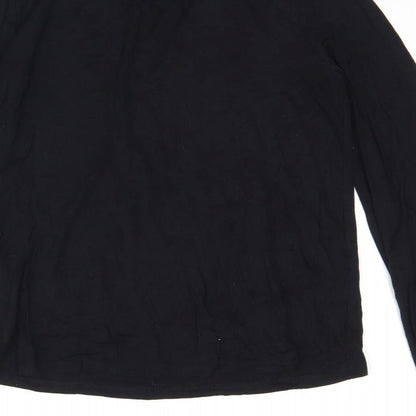 M&S Womens Black  Viscose Basic Blouse Size 8 Round Neck
