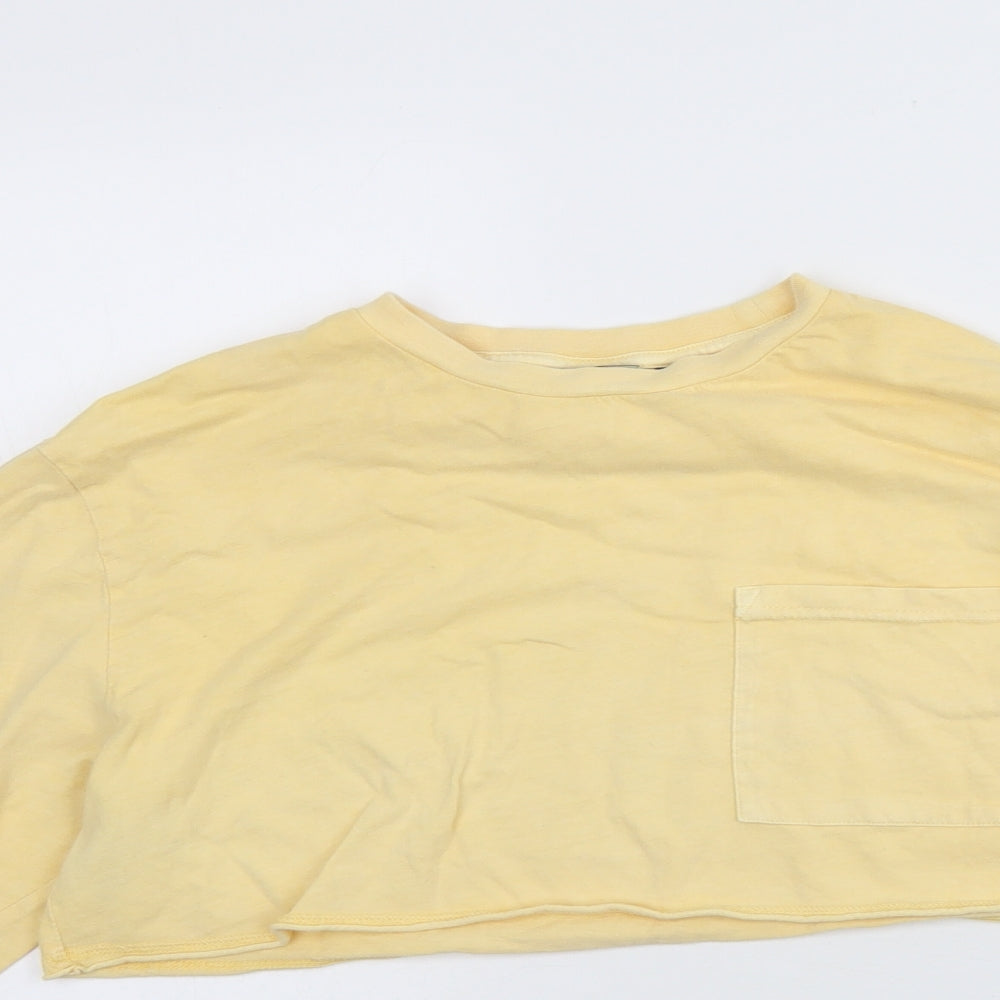 Womens UK Size 8 ASOS Yellow Cropped T-Shirt