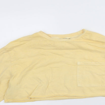 Womens UK Size 8 ASOS Yellow Cropped T-Shirt