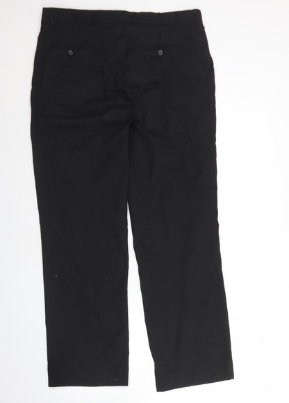 M&S Mens Black  Polyester Trousers  Size 36 L32 in Regular Hook & Eye