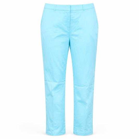 Front view of Atmosphere women’s blue cotton trousers, size UK 6, 26-inch leg regular hook & eye