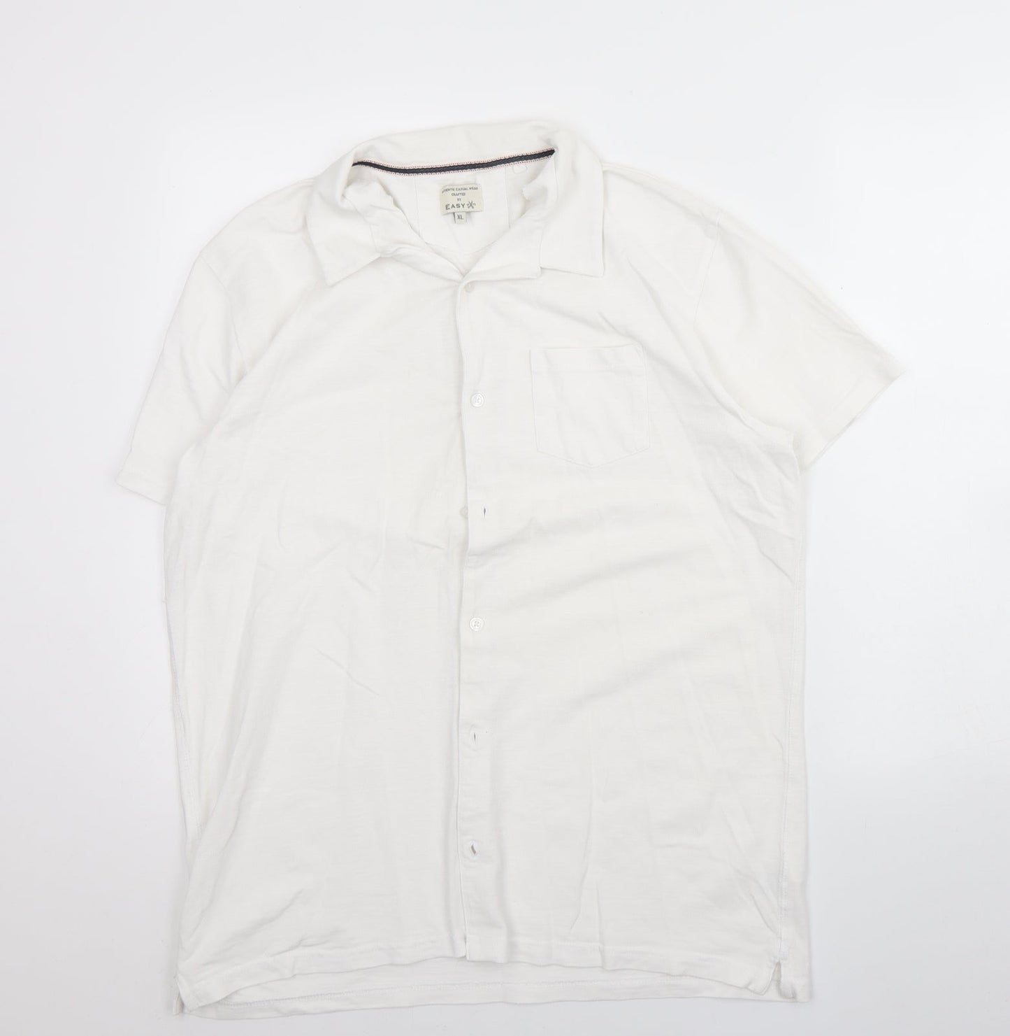 Mens UK Size XL Easy White  Button-Up Short Sleeve Casual Shirt