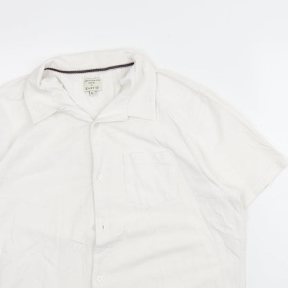 Mens UK Size XL Easy White  Button-Up Short Sleeve Casual Shirt