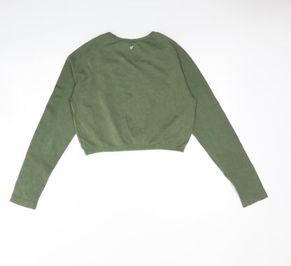 Back view of WorkOut girls’ green polyamide basic t-shirt, size 14, years round neck