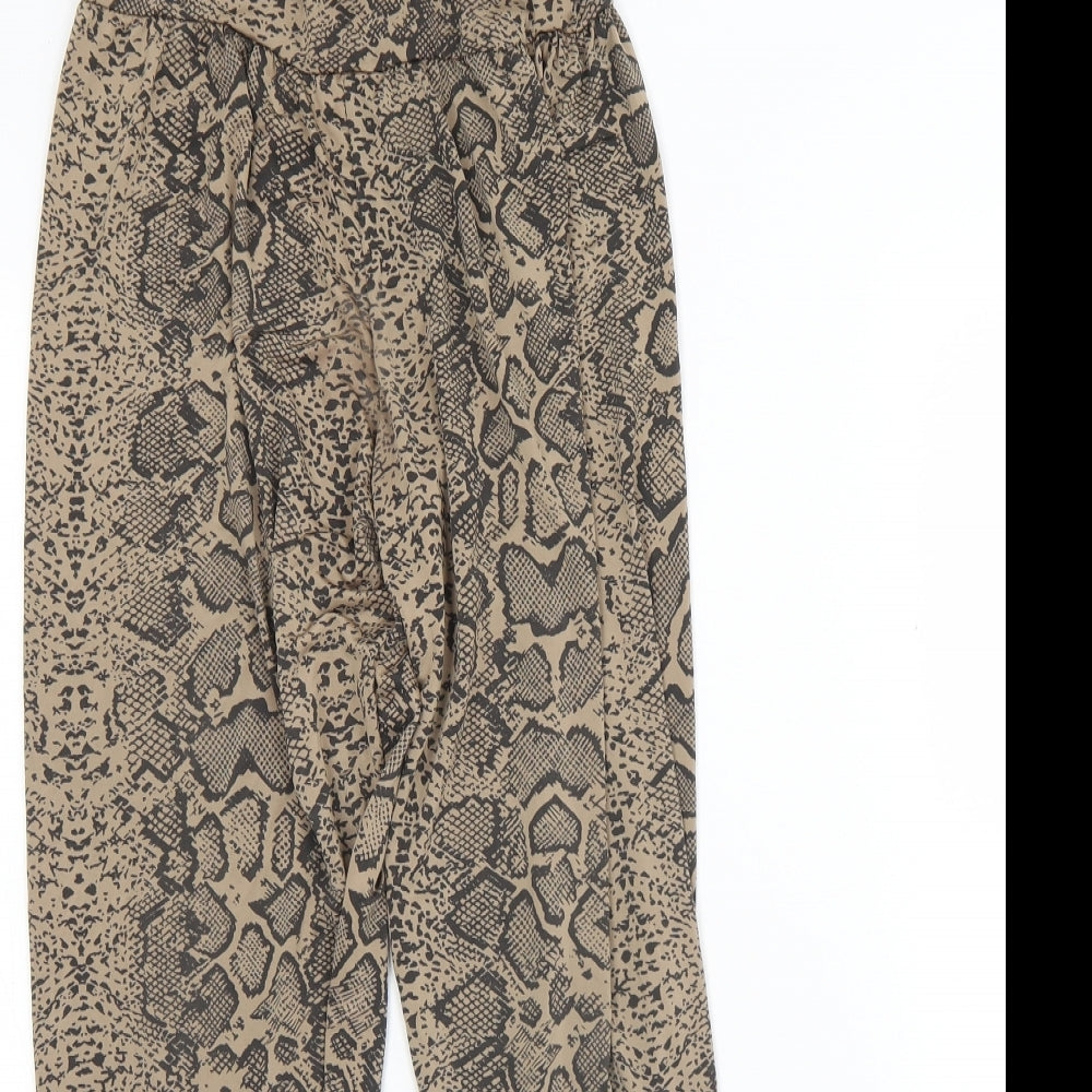 Preworn Girls Brown Animal Print Polyester Capri Trousers Size 11 Years  Regular