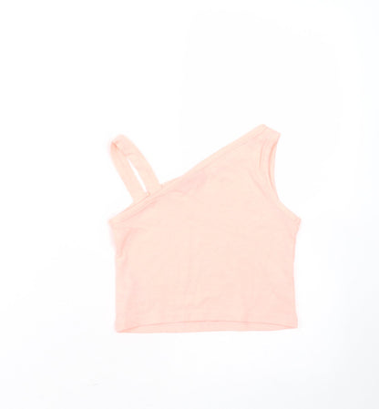 Matalan Girls Orange  Cotton Basic T-Shirt Size 4 Years One Shoulder