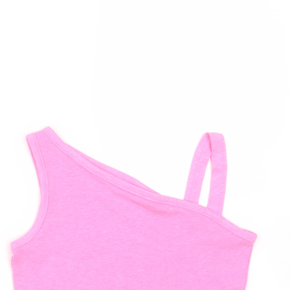 Matalan Girls Pink  Cotton Basic T-Shirt Size 4 Years One Shoulder