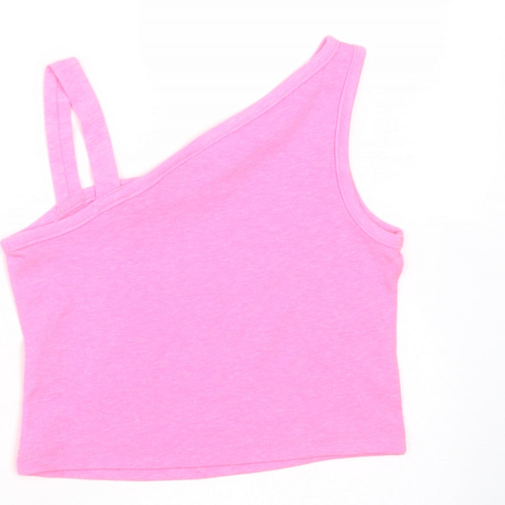 Matalan Girls Pink  Cotton Basic T-Shirt Size 4 Years One Shoulder