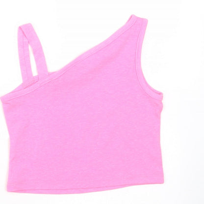 Matalan Girls Pink  Cotton Basic T-Shirt Size 4 Years One Shoulder
