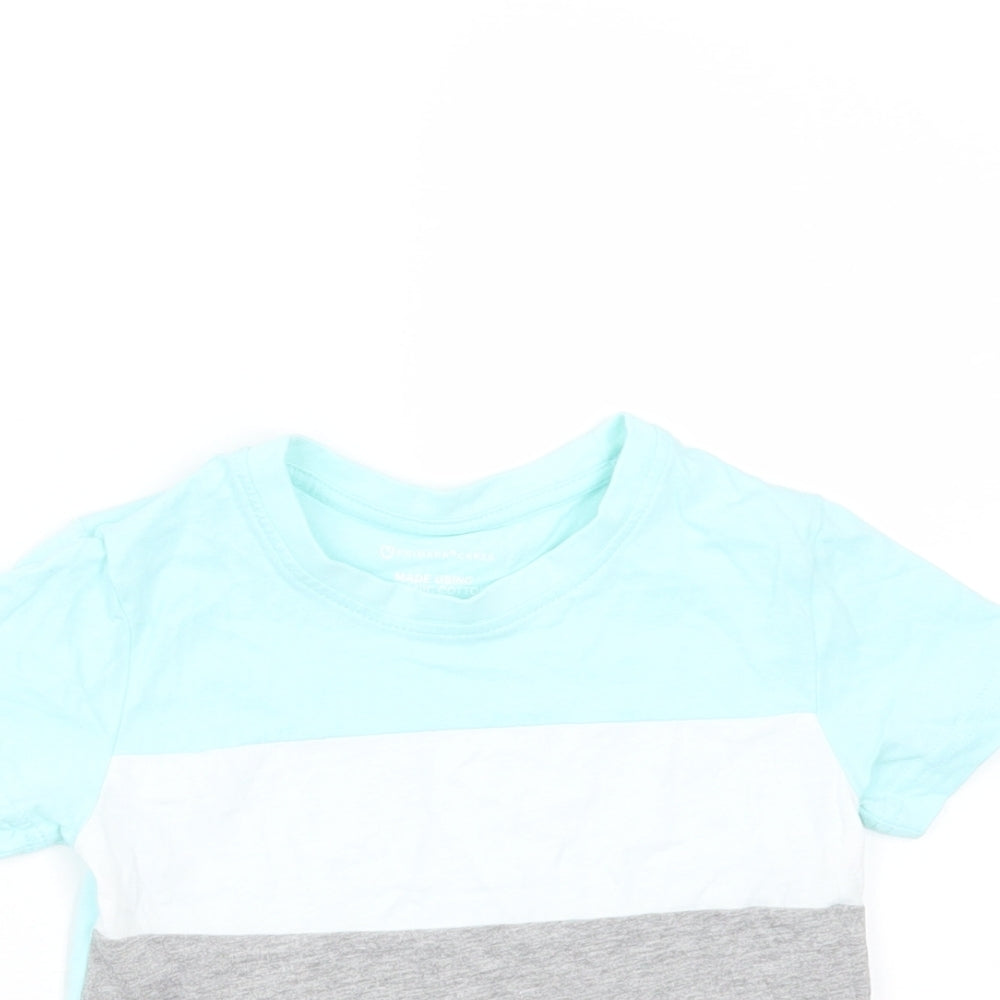 Primark Baby Green Colourblock Cotton Basic T-Shirt Size 18-24 Months Round Neck