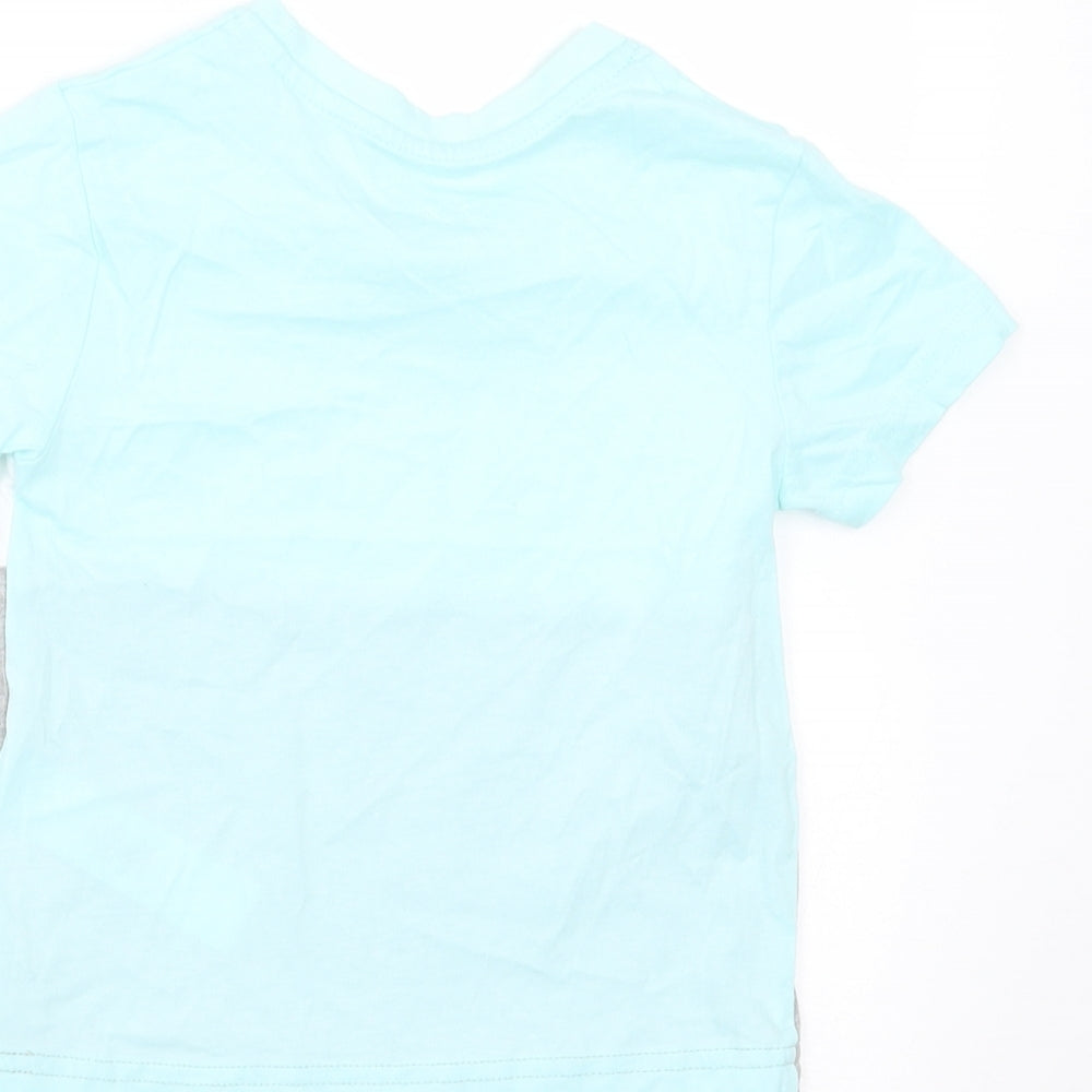 Primark Baby Green Colourblock Cotton Basic T-Shirt Size 18-24 Months Round Neck