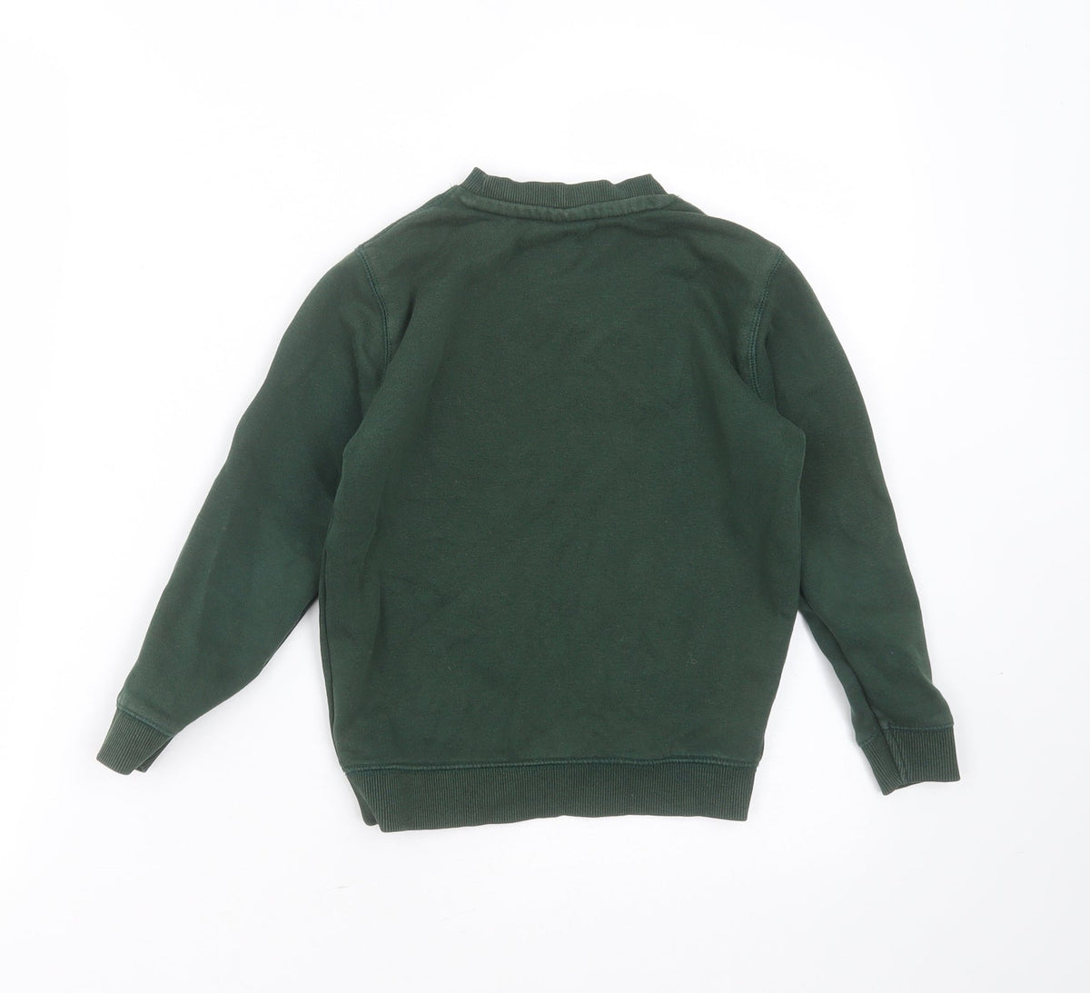 Back view of Tu boys’ green cotton pullover sweatshirt, size 4, years - school