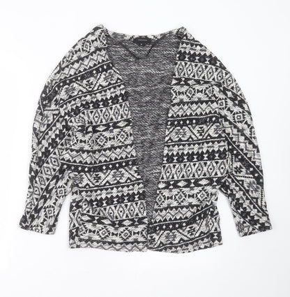 Primark Womens Black V-Neck Geometric Cotton Cardigan Jumper Size M