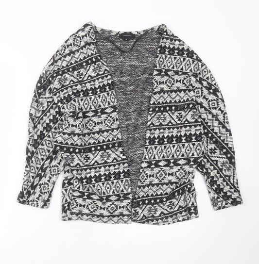 Primark Womens Black V-Neck Geometric Cotton Cardigan Jumper Size M