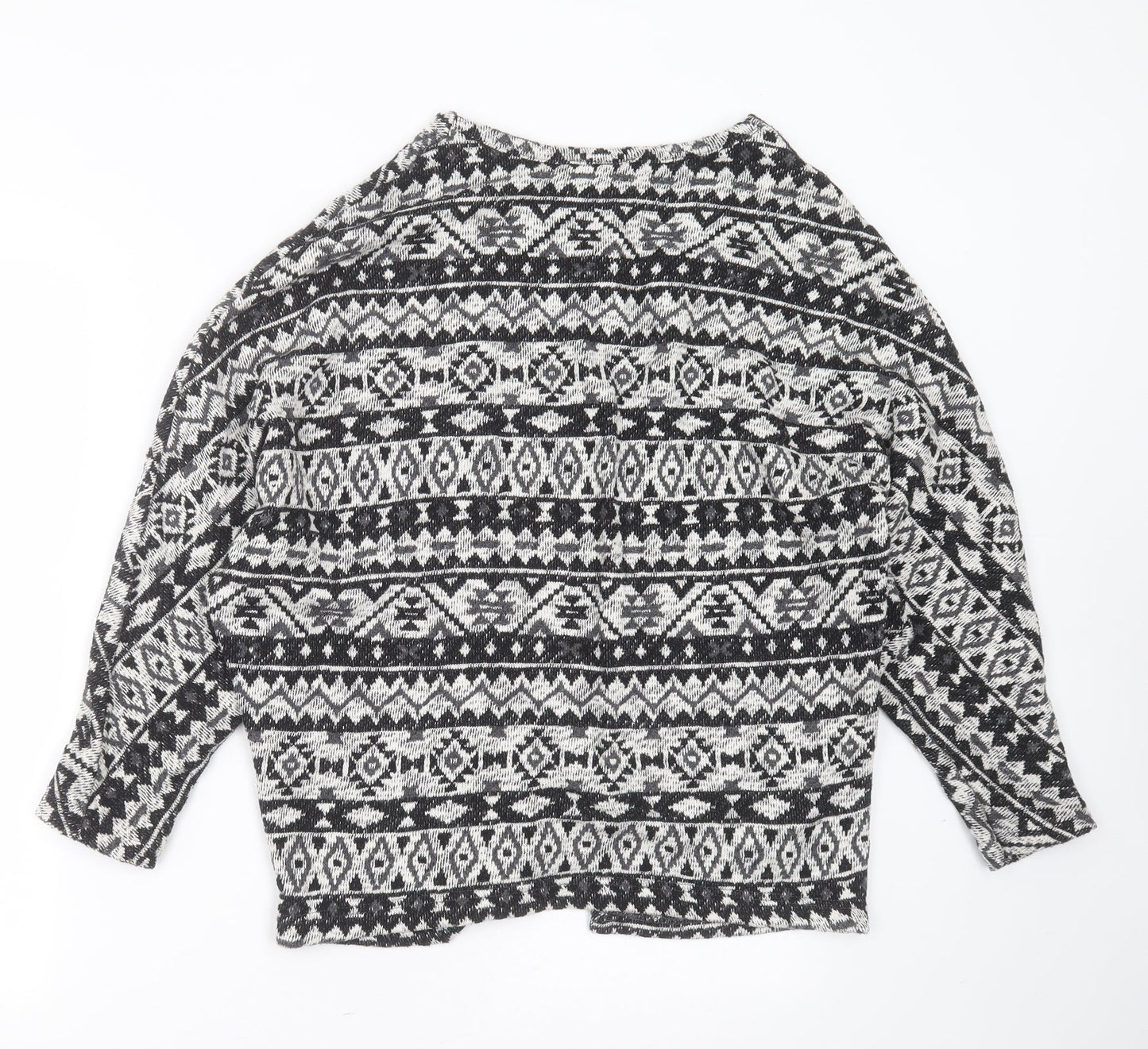 Primark Womens Black V-Neck Geometric Cotton Cardigan Jumper Size M