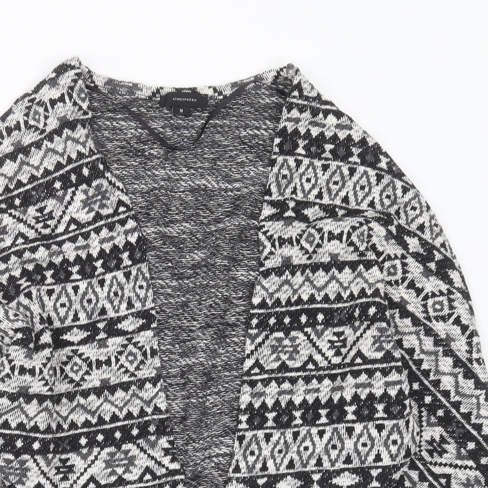 Primark Womens Black V-Neck Geometric Cotton Cardigan Jumper Size M