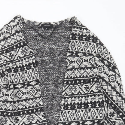 Primark Womens Black V-Neck Geometric Cotton Cardigan Jumper Size M