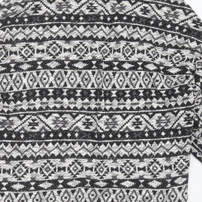 Primark Womens Black V-Neck Geometric Cotton Cardigan Jumper Size M
