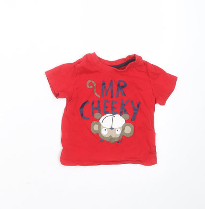 mini rebel Baby Red  Cotton Basic T-Shirt Size 9-12 Months Round Neck  - mr cheeky