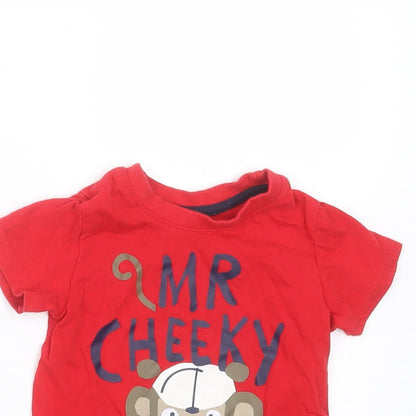 mini rebel Baby Red  Cotton Basic T-Shirt Size 9-12 Months Round Neck  - mr cheeky