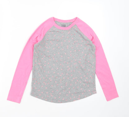 Crewcuts Girls Grey Geometric Cotton Basic T-Shirt Size 8 Years Round Neck  - Star Pattern