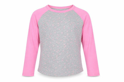 Front view of Crewcuts girls’ grey geometric cotton basic t-shirt, size 8, years round neck - star pattern