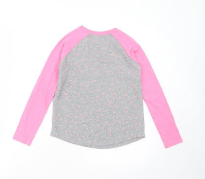 Crewcuts Girls Grey Geometric Cotton Basic T-Shirt Size 8 Years Round Neck  - Star Pattern