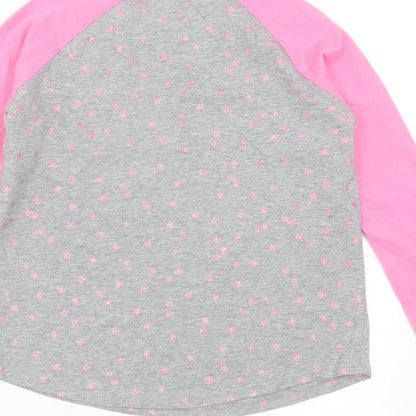 Crewcuts Girls Grey Geometric Cotton Basic T-Shirt Size 8 Years Round Neck  - Star Pattern