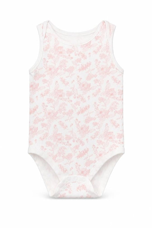 Front view of Tu Baby White Floral Cotton Babygrow One-Piece, size 24, Months - 24-36 months