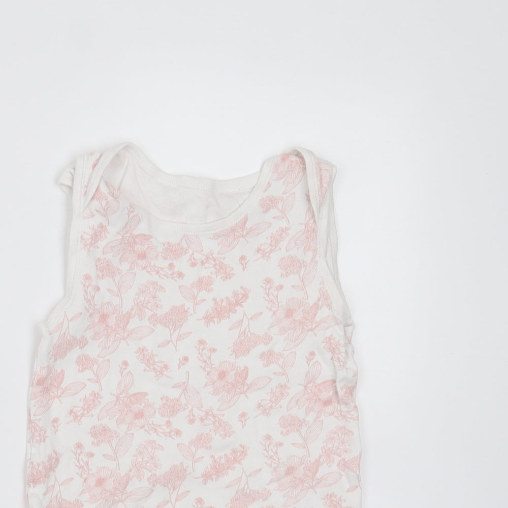 TU Baby White Floral Cotton Babygrow One-Piece Size 24 Months   - 24-36 months