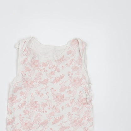 TU Baby White Floral Cotton Babygrow One-Piece Size 24 Months   - 24-36 months