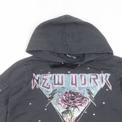 Select Girls Grey  Cotton Pullover Hoodie Size 14 Years   - new york