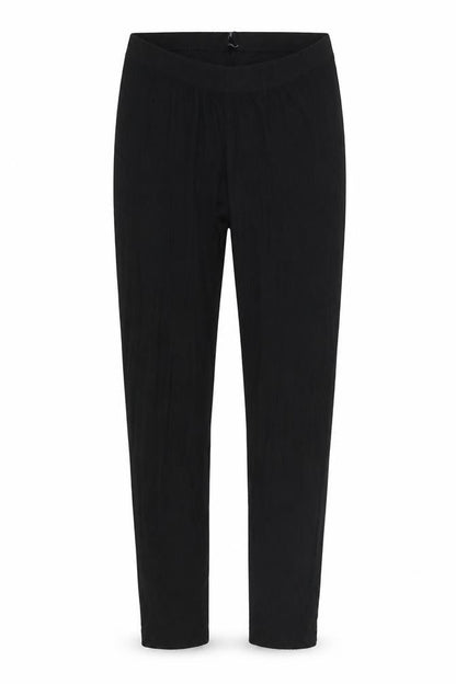 Front view of ASOS women’s black viscose jogger trousers, size UK 12, 24-inch leg regular
