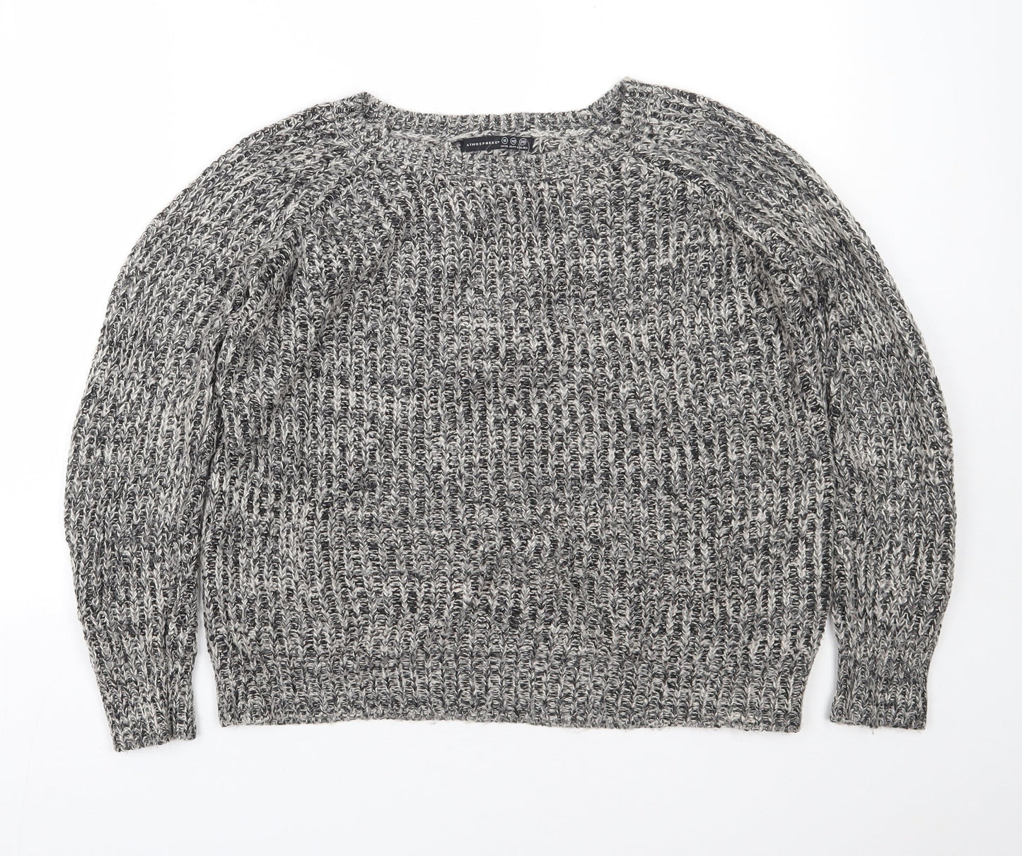 Primark Womens Black Crew Neck  Acrylic Pullover Jumper Size 12