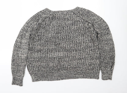 Primark Womens Black Crew Neck  Acrylic Pullover Jumper Size 12