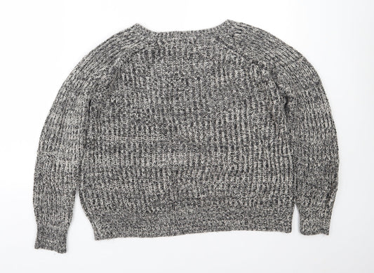 Primark Womens Black Crew Neck  Acrylic Pullover Jumper Size 12