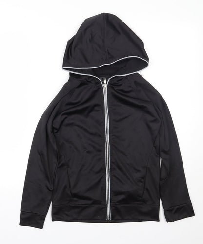Leisure Club Boys Black  Polyester Full Zip Hoodie Size 9-10 Years  Zip