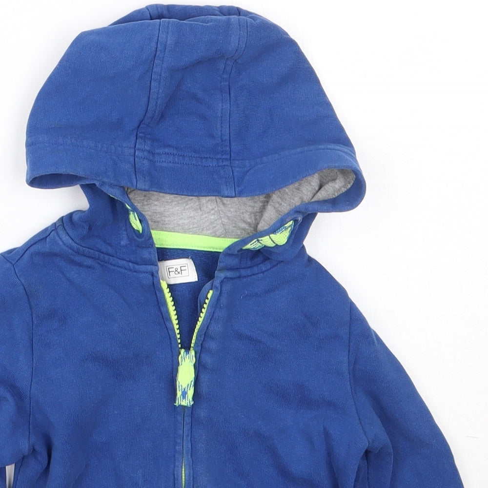 F&F Boys Blue  Cotton Full Zip Jumper Size 12-18 Months  Zip