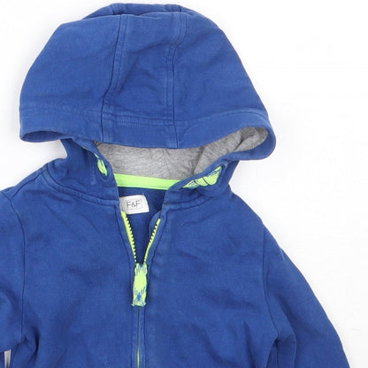 F&F Boys Blue  Cotton Full Zip Jumper Size 12-18 Months  Zip