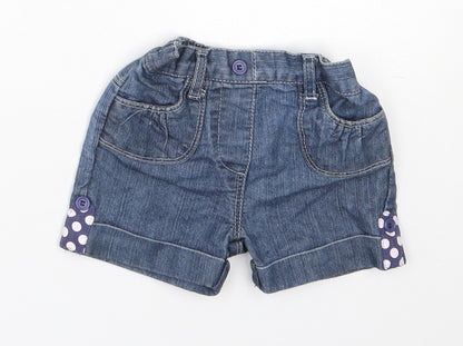 TU Girls Blue  Polyester Cropped Jeans Size 6-9 Months   - Shorts