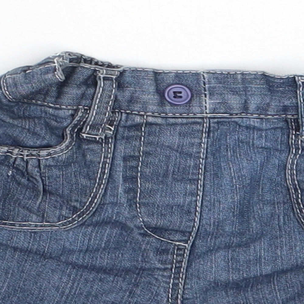 TU Girls Blue  Polyester Cropped Jeans Size 6-9 Months   - Shorts