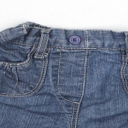 TU Girls Blue  Polyester Cropped Jeans Size 6-9 Months   - Shorts